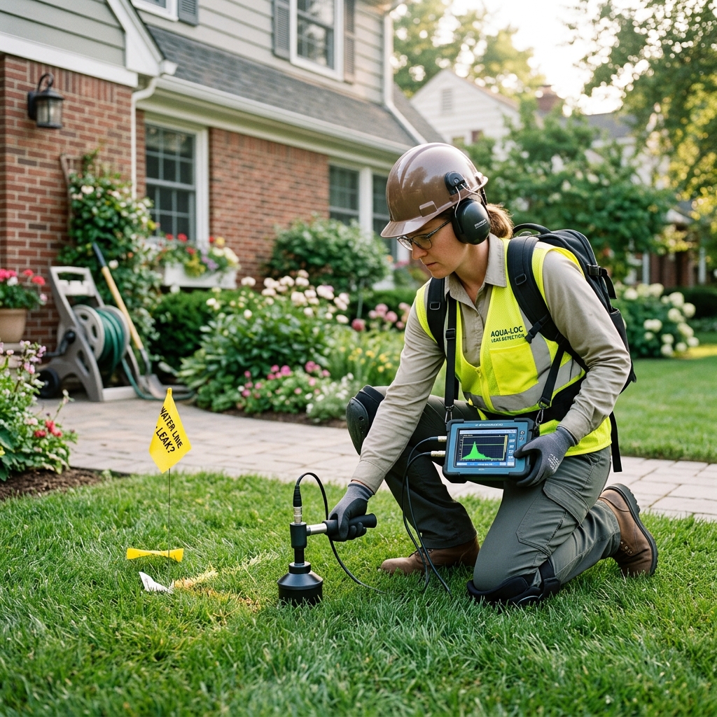 Water leak detection equipment scanning for hidden pipe leak in Merced